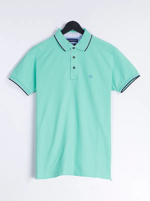 Dragon Hill solid sea green men t shirt in cotton