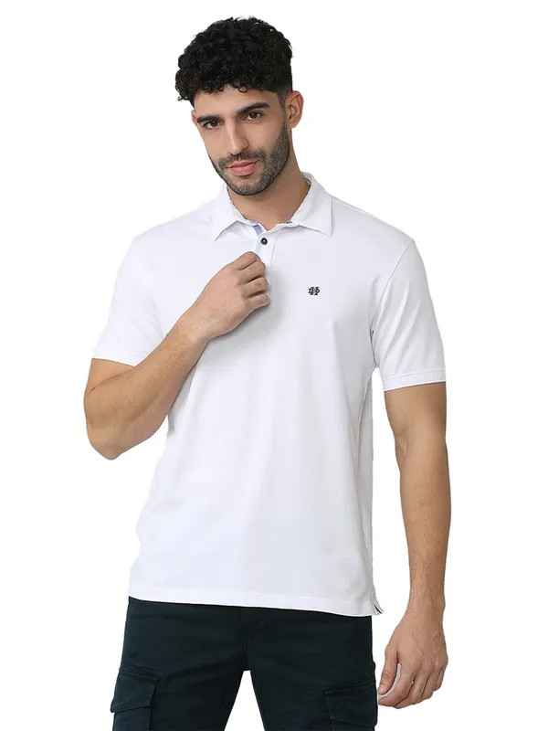 DRAGON HILL solid white cotton polo t-shirt