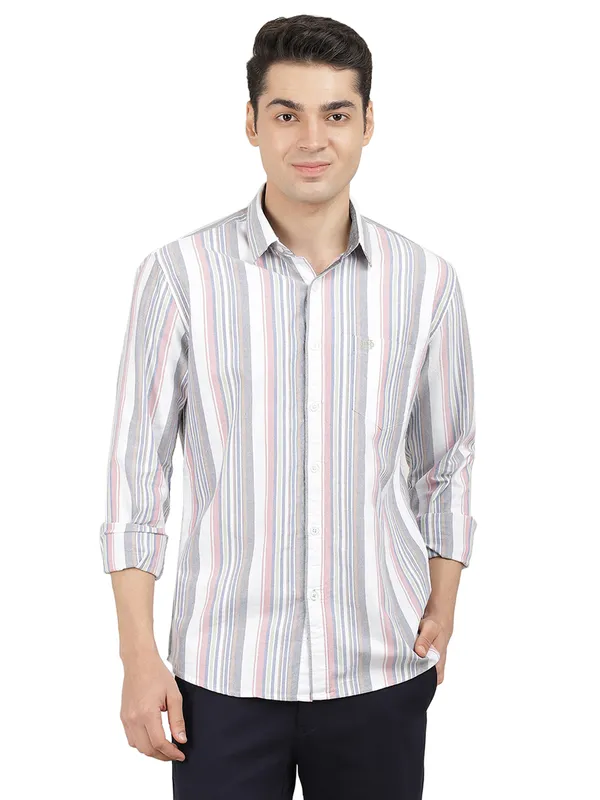 DRAGON HILL striped grey casual cotton shirt