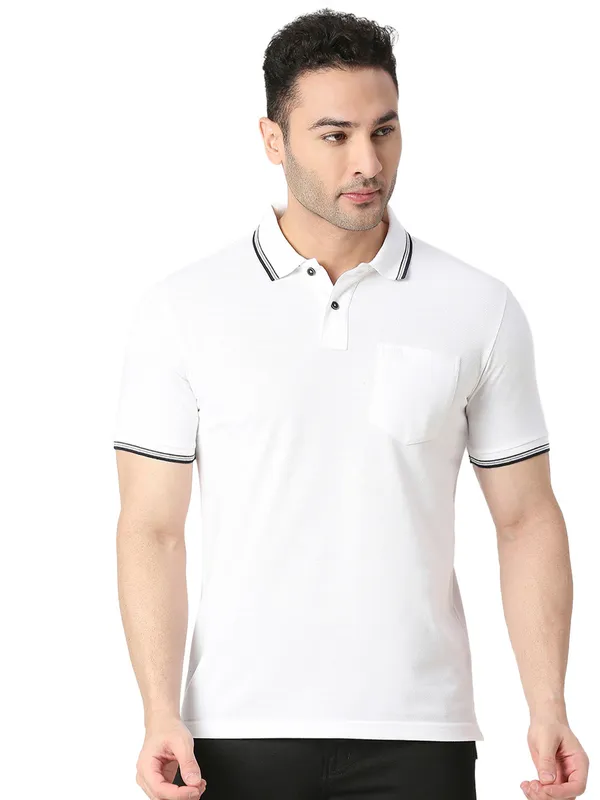 Dragon Hill white plain polo t shirt