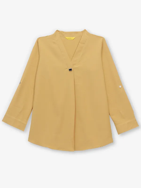 Earth yellow plain V neck top