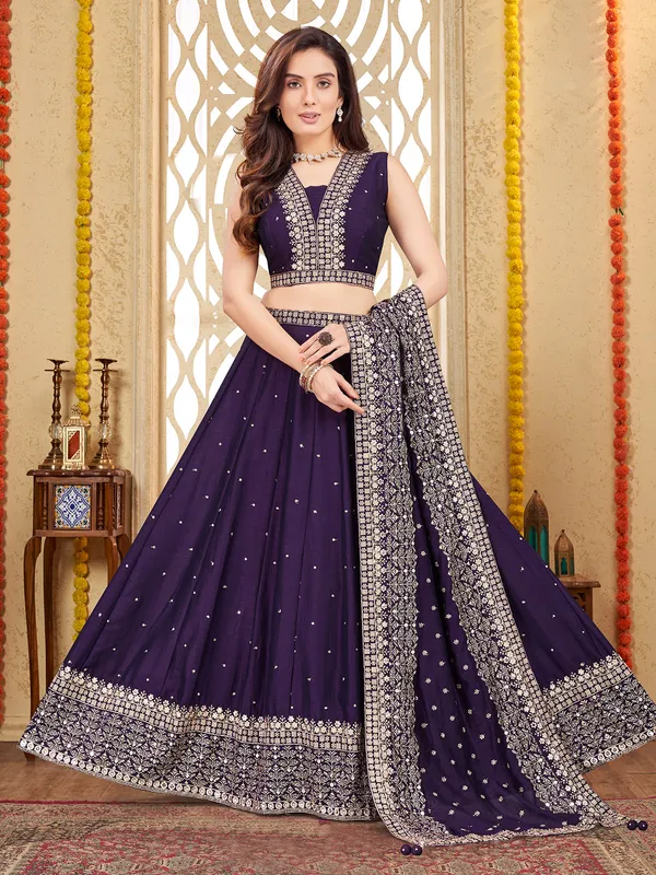 Elegance silk purple lehenga choli
