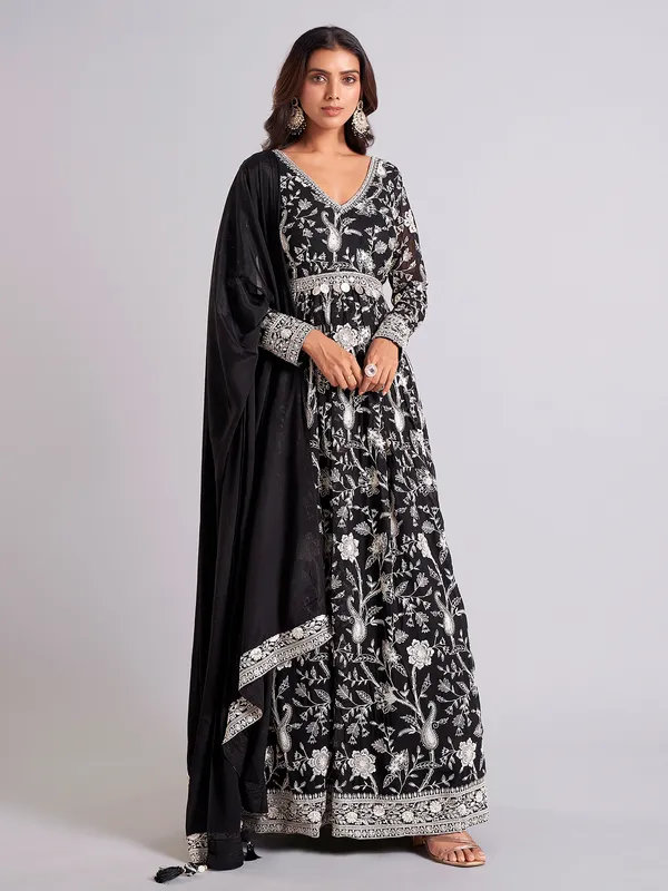 Elegant black anarkali salwar suit