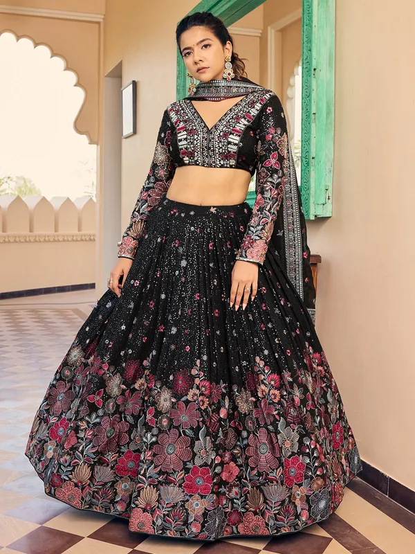 Elegant black georgette lehenga choli