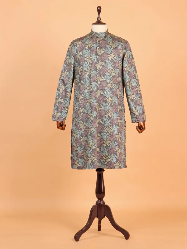Elegant brown and green cotton silk kurta suit