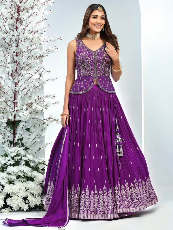 Elegant dark purple lehenga choli