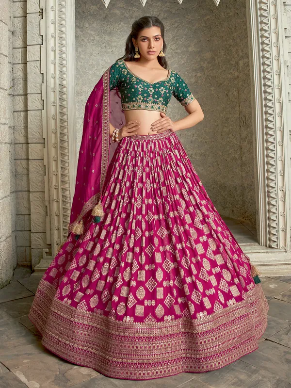 Elegant georgette lehenga choli in magenta