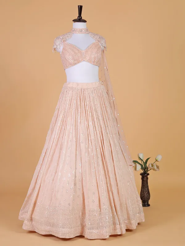 Elegant georgette lehenga choli in peach