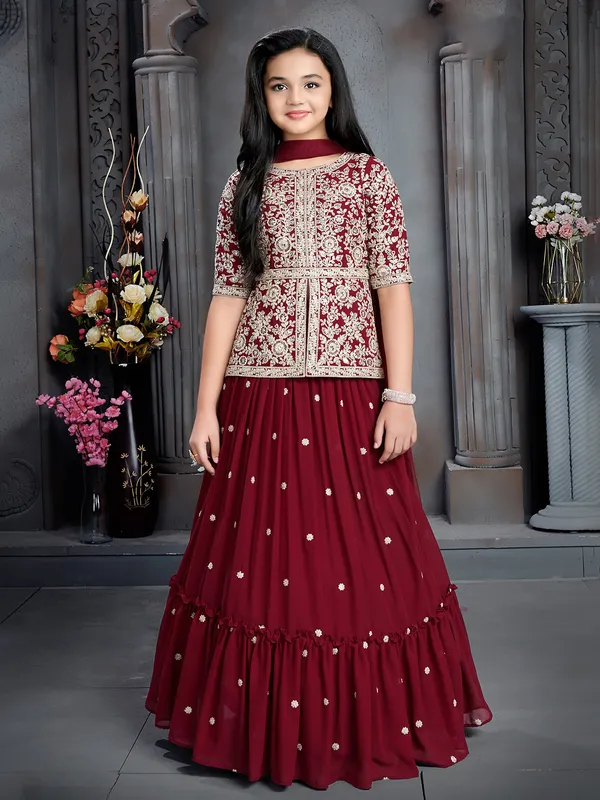 Elegant georgette maroon lehenga choli