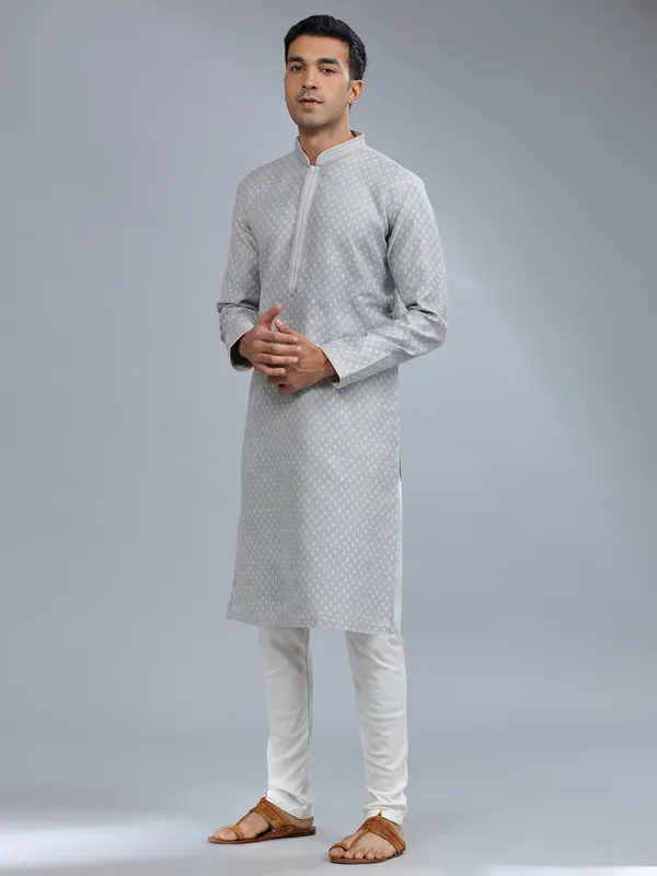 Elegant grey silk kurta pajama