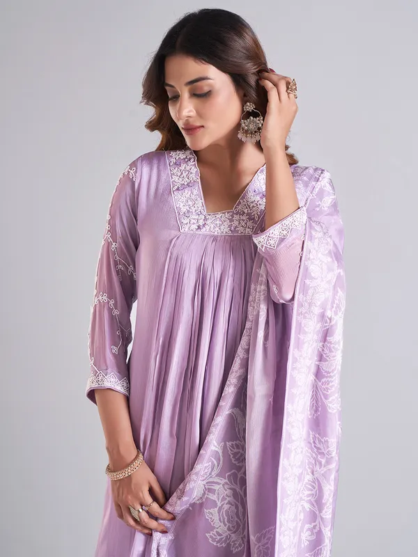 Elegant light purple georgette salwar suit