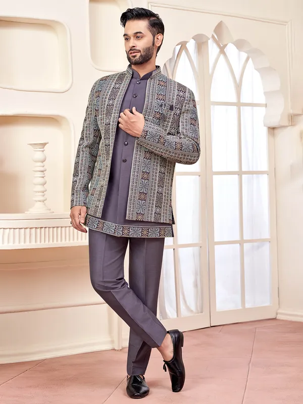 Elegant light purple indowestern for weddings and receptions