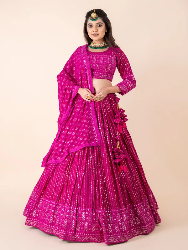 Elegant magenta lehenga choli in georgette