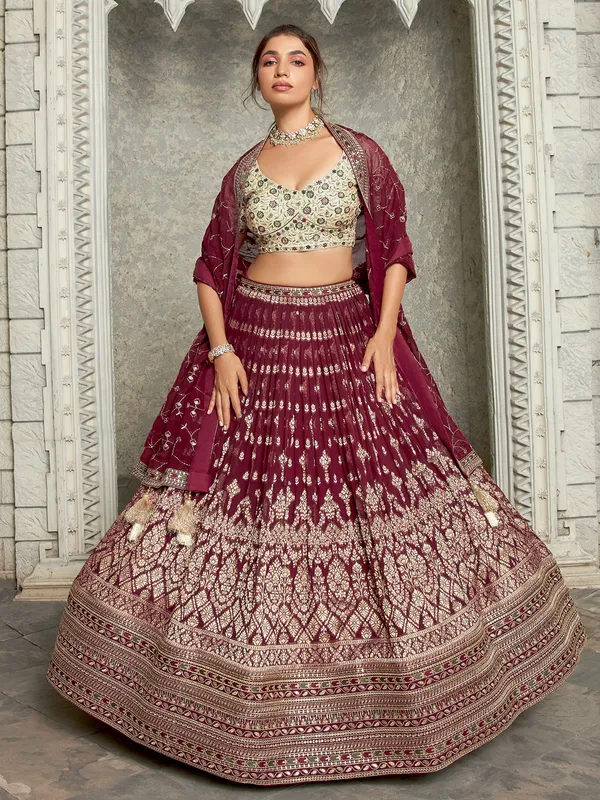 Elegant maroon georgette lehenga choli