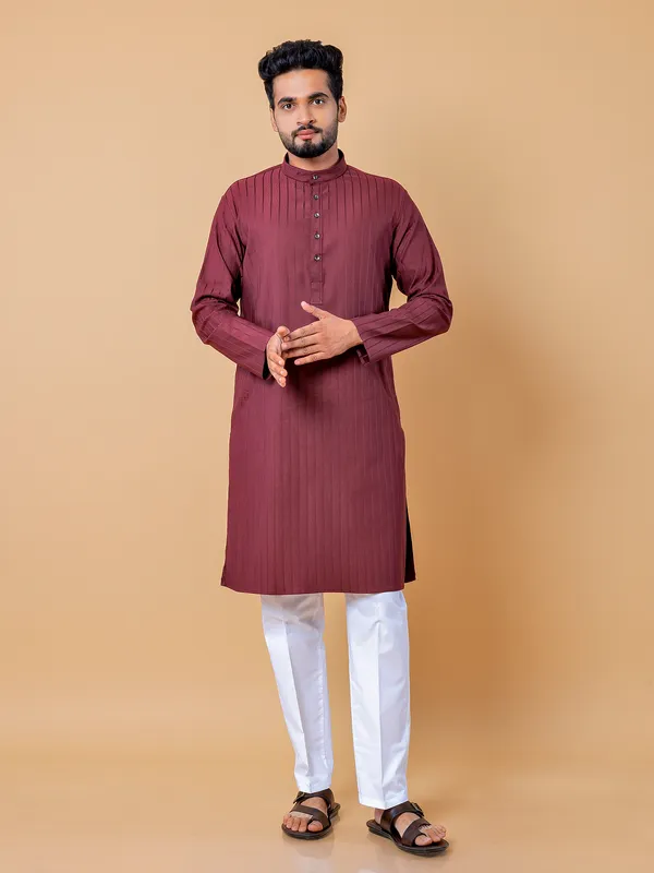 Elegant maroon stripe kurta suit