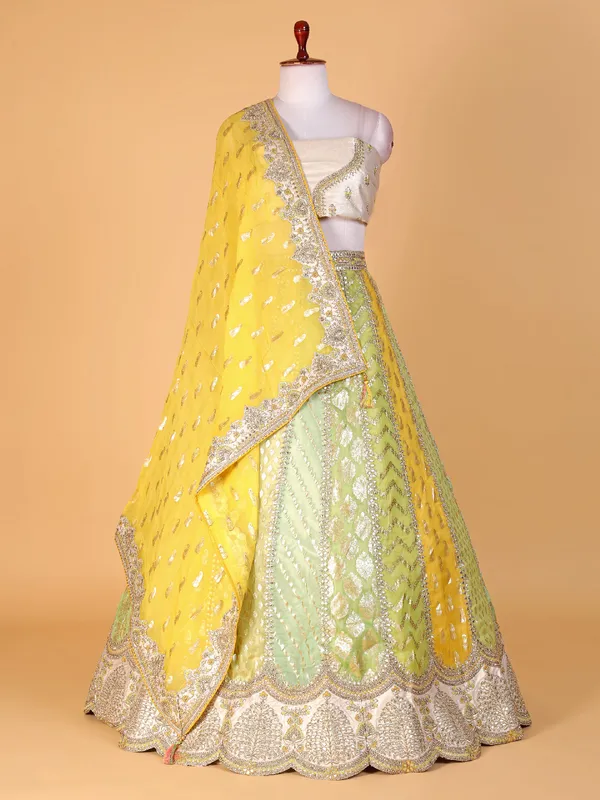 Elegant multi color silk lehenga choli