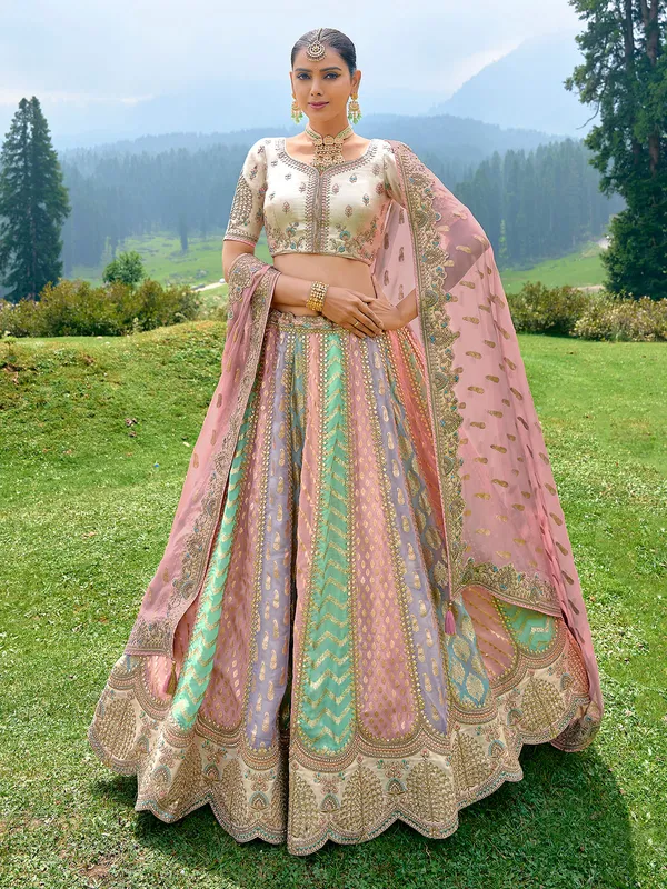 Elegant multi color unstitched lehenga choli