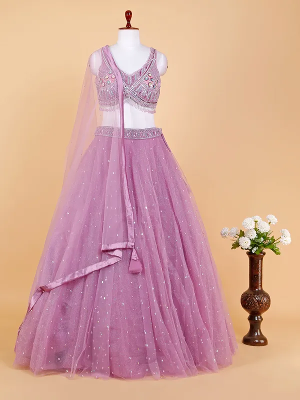 Elegant net purple lehenga choli