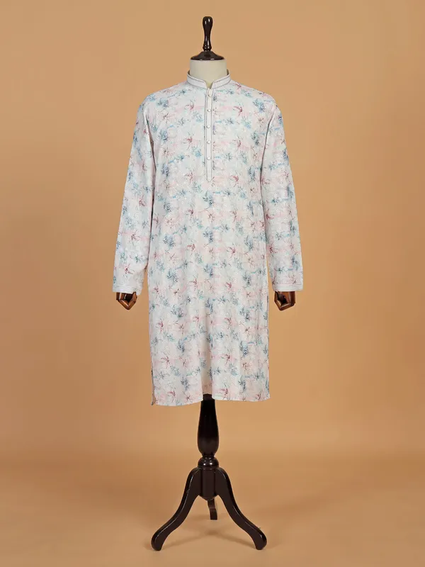 Elegant off-white silk kurta pajama