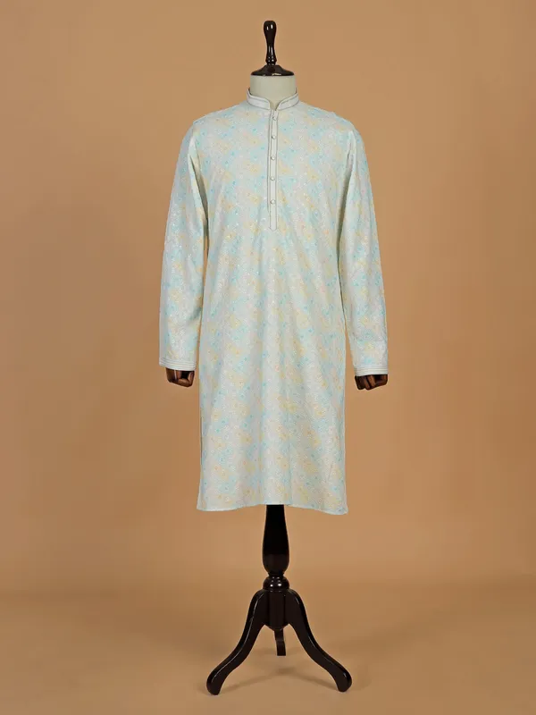 Elegant off-white silk kurta suit for men