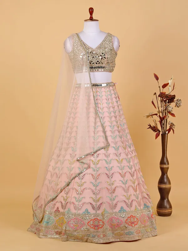 Elegant peach organza lehenga choli