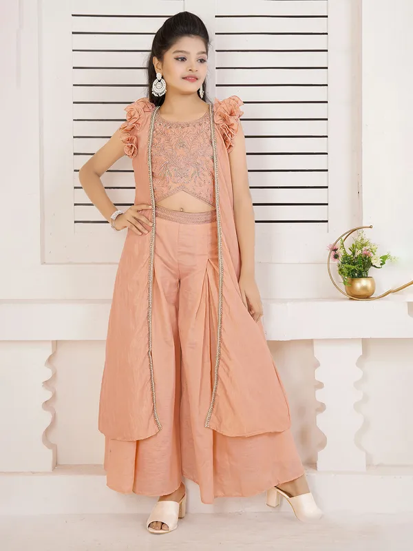 Elegant peach silk palazzo set