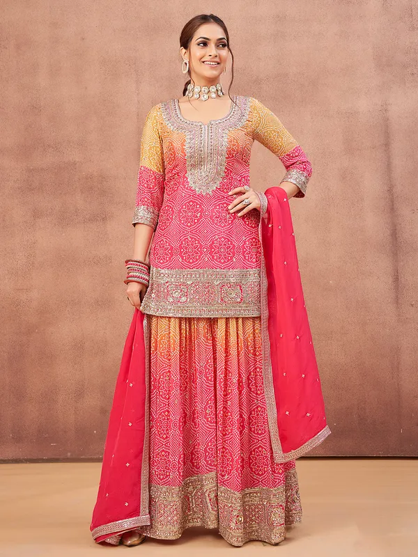 Elegant pink silk lehenga salwar suit