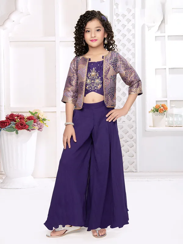 Elegant purple jacket style palazzo suit