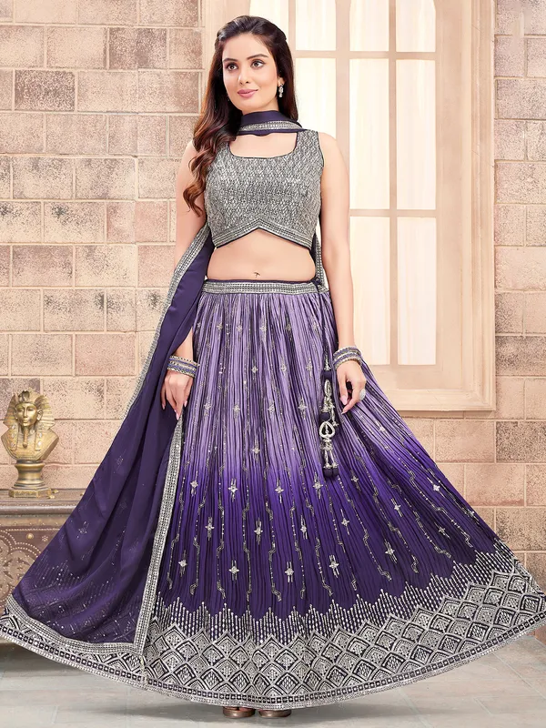 Elegant purple shaded georgette lehenga choli