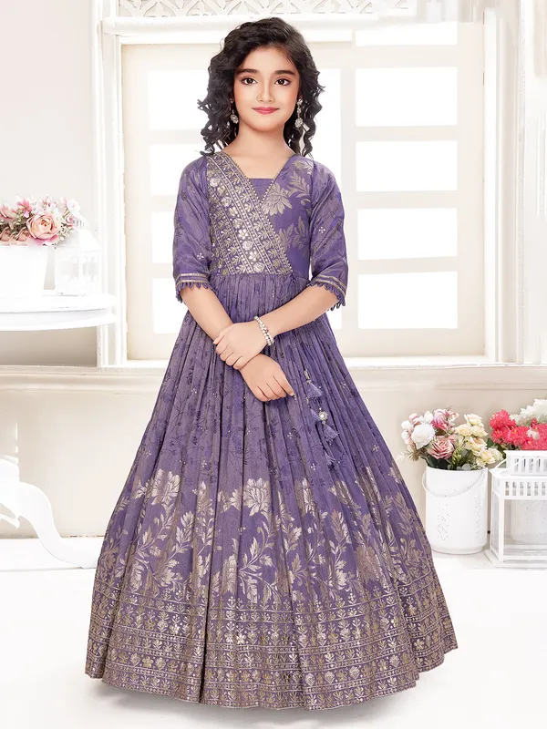 Elegant purple silk gown