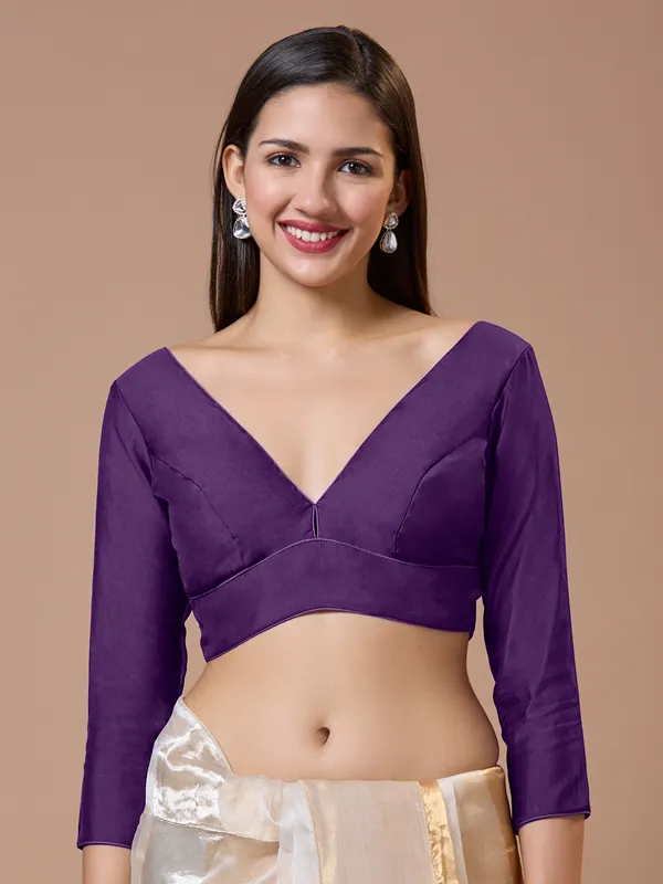 Elegant purple silk readymade blouse