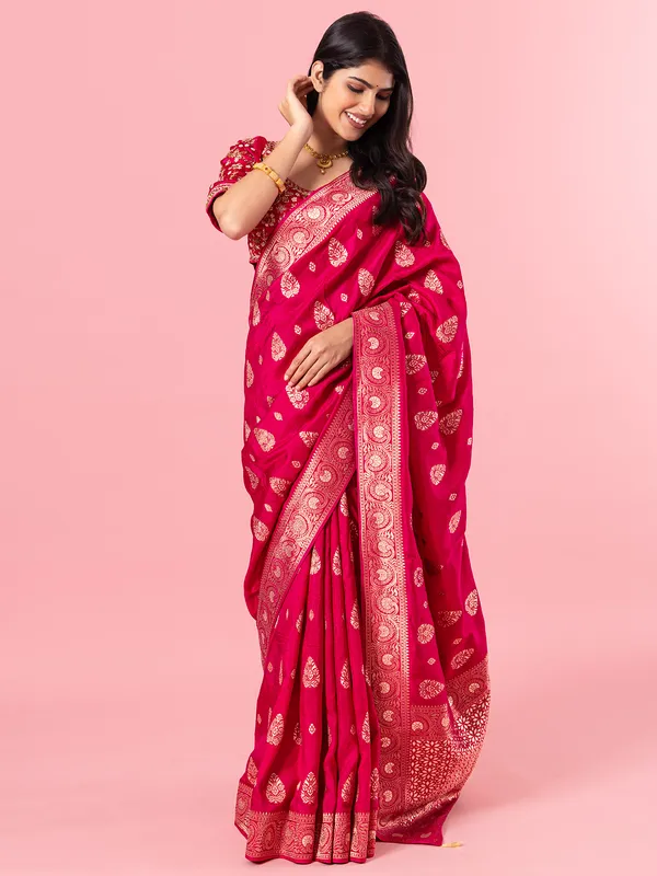 Elegant rani color dola silk saree