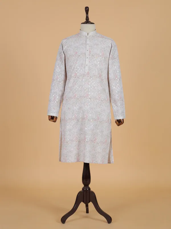 Elegantry cream cotton kurta suit for men