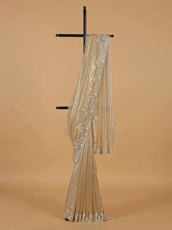 Elegantry organza beige saree
