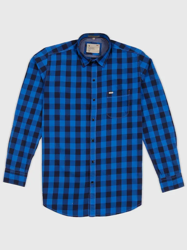 EQIQ presented royal blue checks shirt