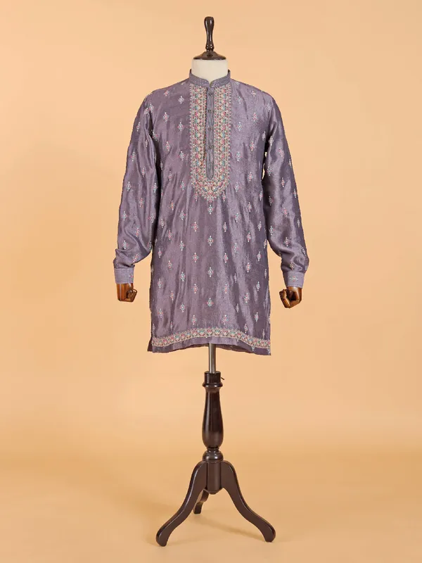 Ethnic wine silk kurta suit with jacket