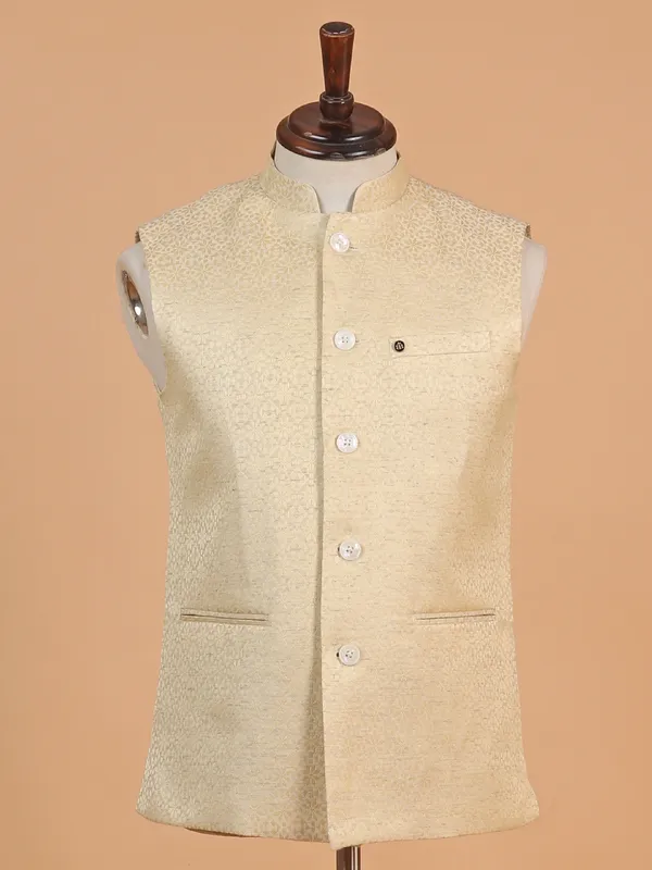 Everlasting cream cotton silk waistcoat for men