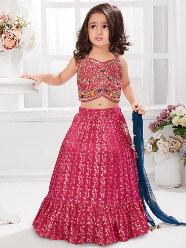 Eye catching pink silk lehenga choli