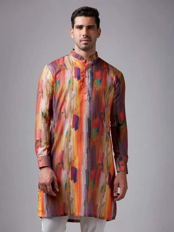 Fabulous multi color printed kurta suit