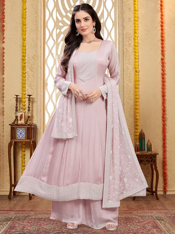 Fabulous onion pink chiffon palazzo suit