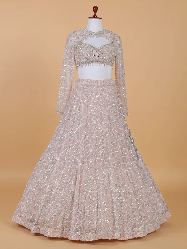 Fabulous peach net lehenga choli