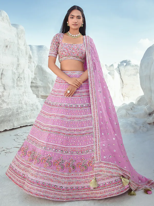 Fabulous pink georgette lehenga choli