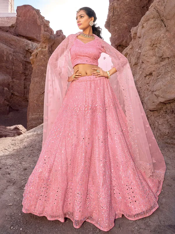 Fabulous pink net lehenga choli