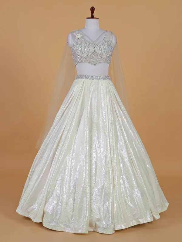 Fabulous white lehenga choli in silk