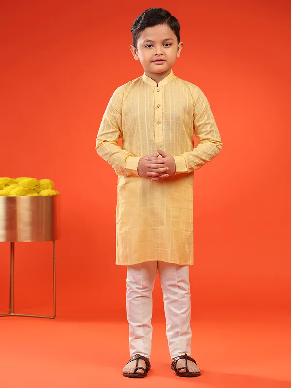 Fabulous yellow cotton kurta suit