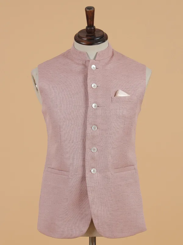 Fascinating cotton light pink waistcoat