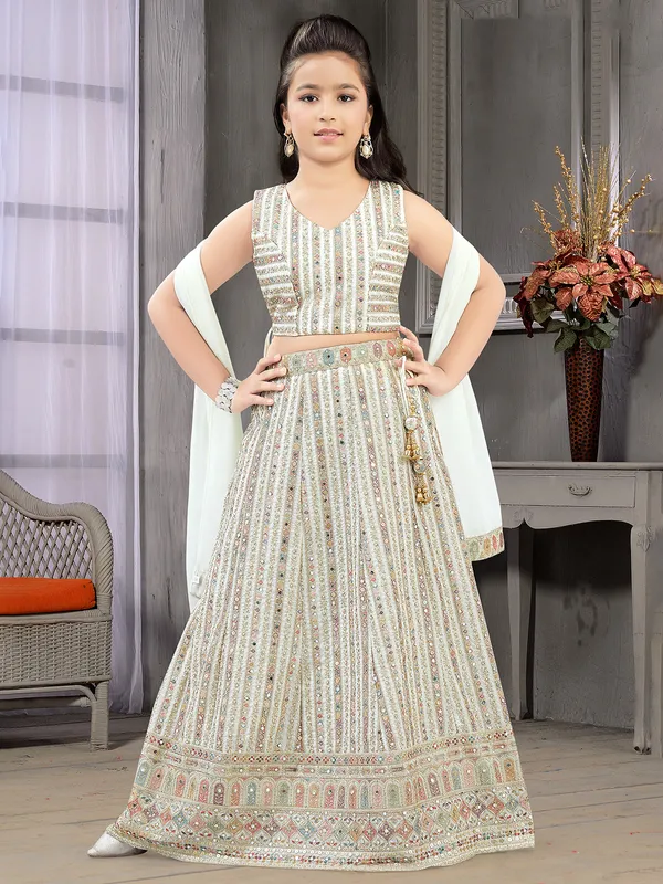 Fascinating white georgette lehenga choli