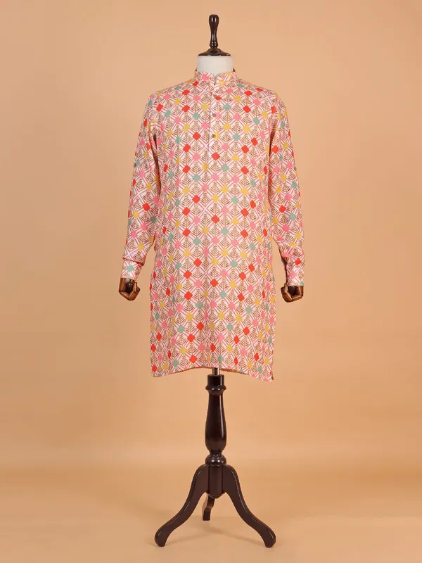 Festive wear multicolor cotton kurta for men
