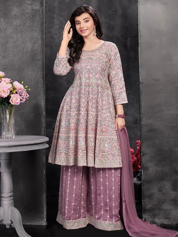 Festive wear pink palazzo suit for girls