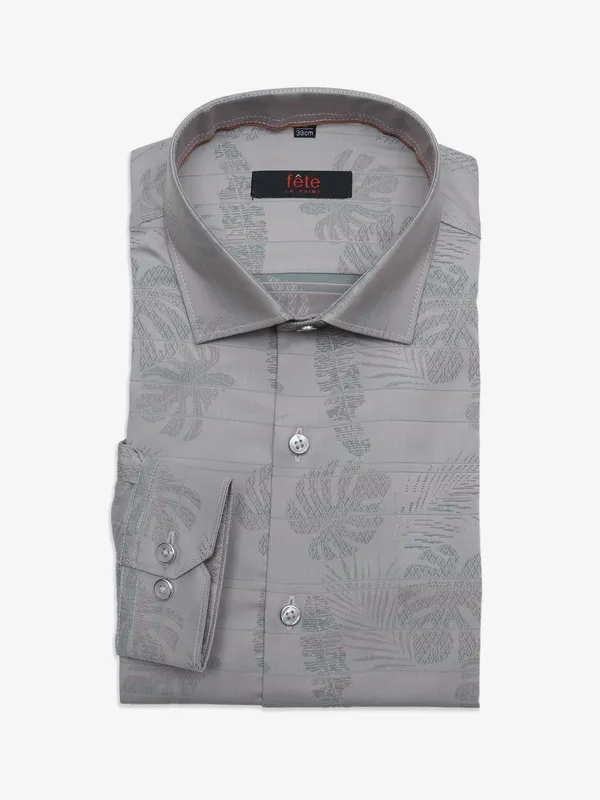 Fete beige texture full sleeve shirt